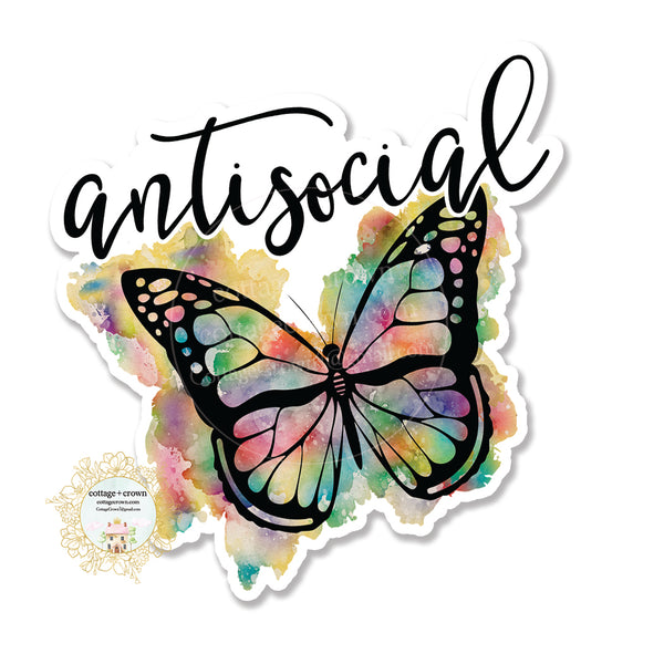 Anti-Social Butterfly - Vinyl Decal Sticker