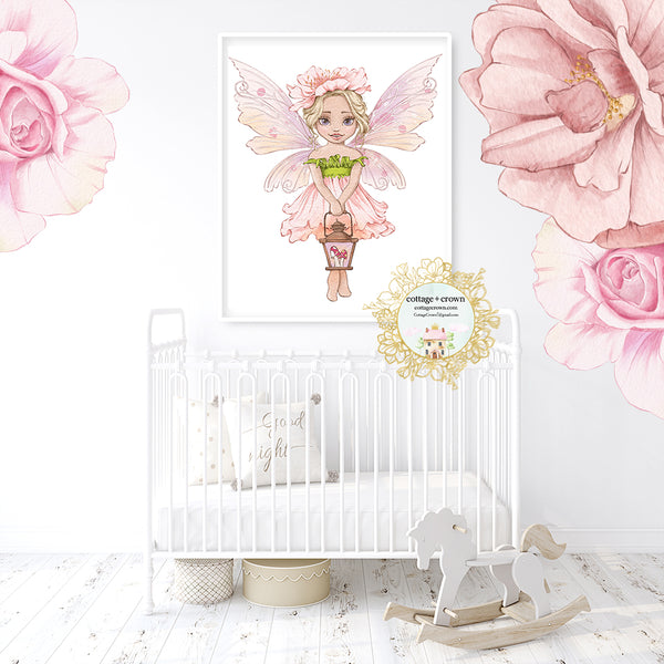 Boho Fairy Garden Fairies Wall Art Print - Blonde