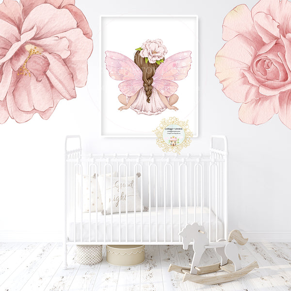 Boho Fairy Garden Fairies Wall Art Print - Brunette