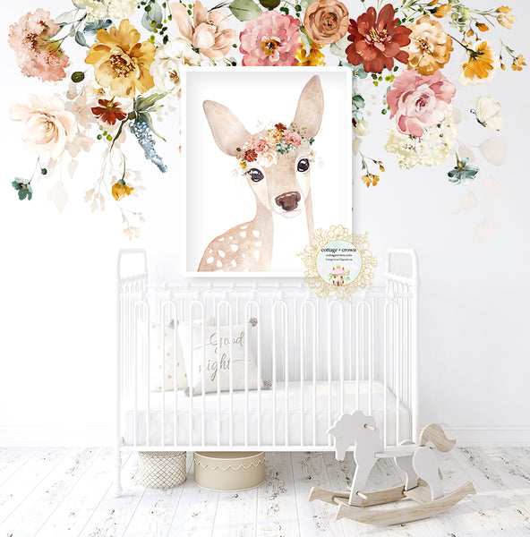 SALE 72" Wildflower Garden Wall Decal Nursery Home Office Butterfly Dragonfly Décor