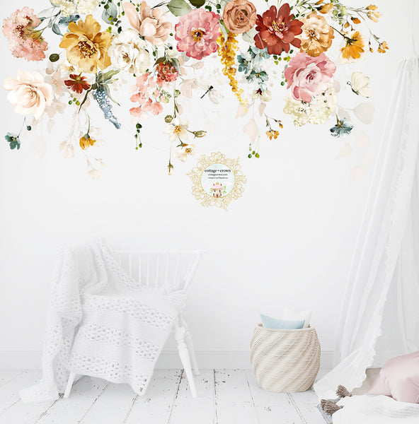 SALE 72" Wildflower Garden Wall Decal Nursery Home Office Butterfly Dragonfly Décor