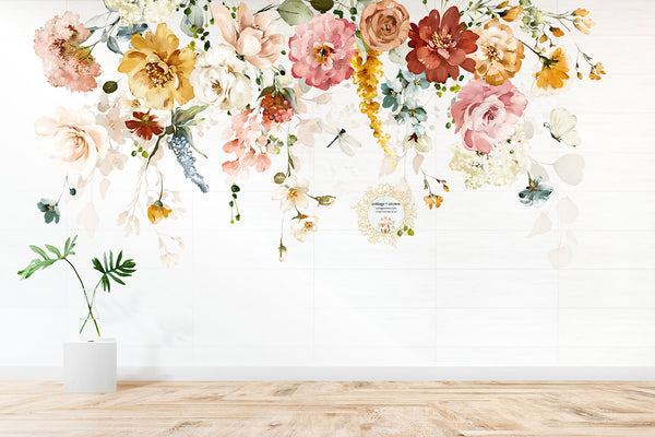 SALE 72" Wildflower Garden Wall Decal Nursery Home Office Butterfly Dragonfly Décor