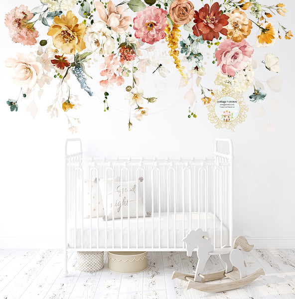 SALE 72" Wildflower Garden Wall Decal Nursery Home Office Butterfly Dragonfly Décor