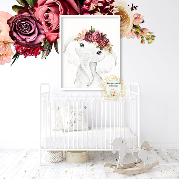 SALE 72" Classic Peony Mauve Rose Peach Flower Wall Decal Nursery Home Office Décor