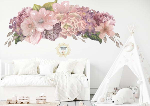 SALE 72" Mauve Dusty Rose Blush Flower Wall Decal Nursery Home Office Décor