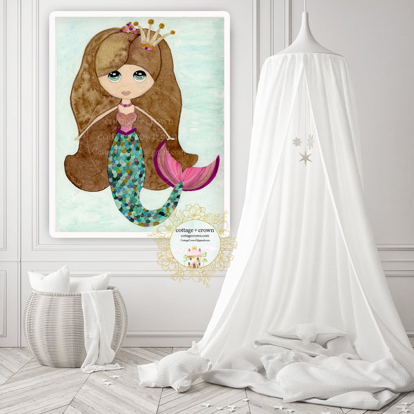 Little Mermaid Exclusive Watercolor Wall Art Print