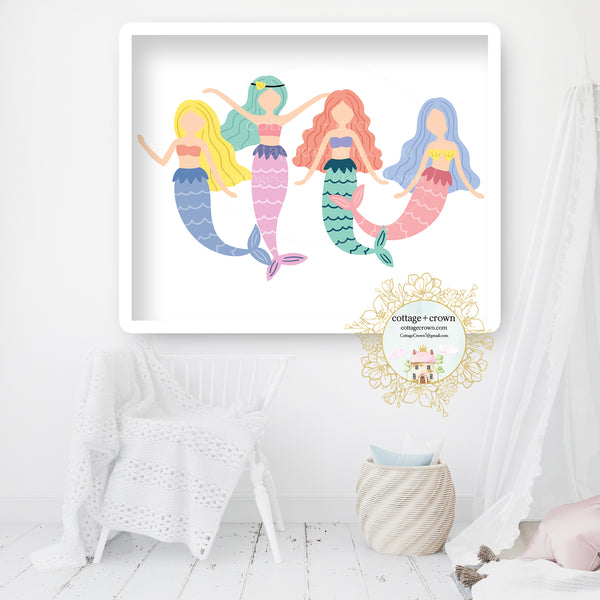 Boho Mermaids Under The Sea Mermaid Wall Art Print