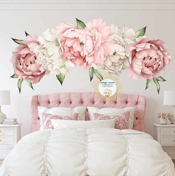 SALE 72" Classic Peony Blush Flower Wall Decal Blush Pink White Nursery Home Office Décor
