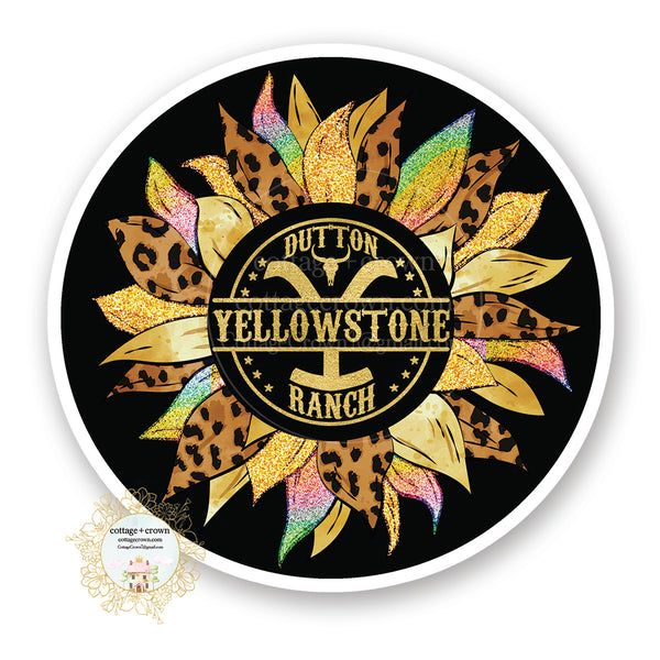 Yellowstone Rainbow Leopard Sunflower - Vinyl Decal Sticker