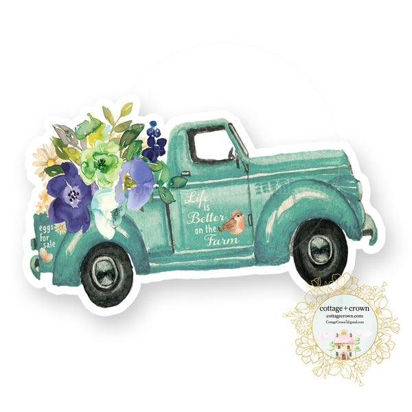 Teal Farm Truck - Farmhouse - Vinyl Decal Sticker
