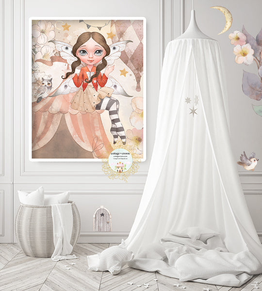 Boho Carnival Circus Tent Girl Amusement Park Ethereal Whimsical Wall Art Print