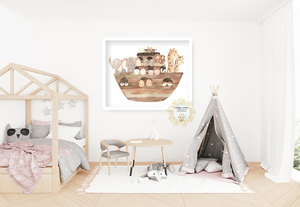 Boho Noah's Ark Woodland Animal Wall Art Print