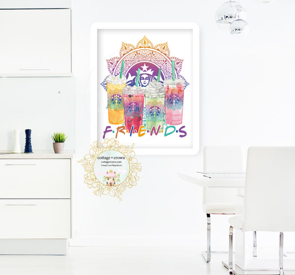 Starbucks Mandala Friends Coffee Preppy Decor - Home + Office Wall Art Print