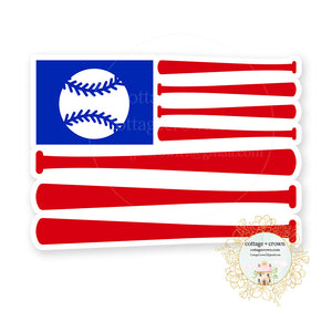 Baseball American Flag Vinyl Decal Sticker