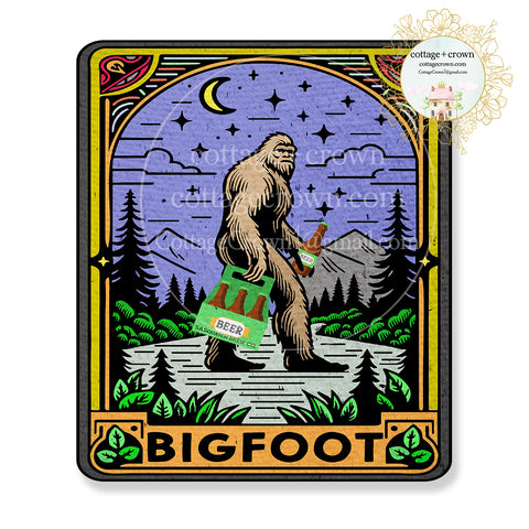 Bigfoot Sasquatch Beer Outdoor Adventure Vinyl Sticker Black Border