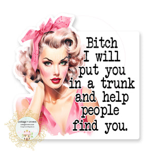 Bitch I Will Put You In A Trunk Vinyl Decal Sticker