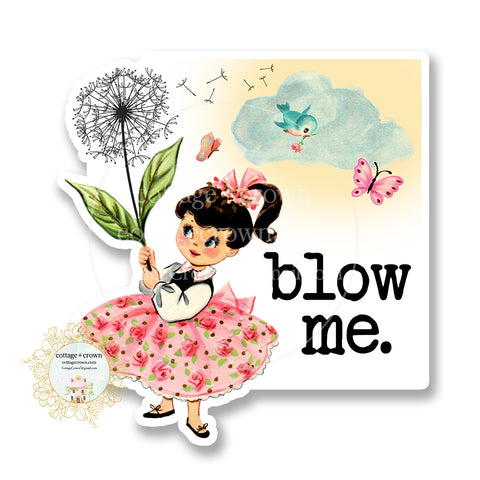 Blow Me Vintage Dandelion Vinyl Decal Sticker