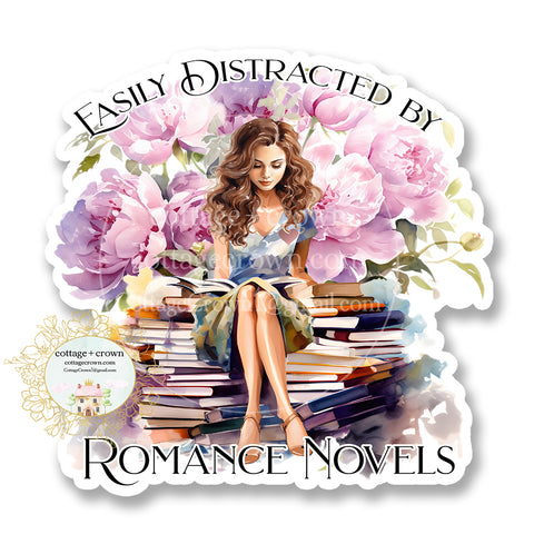 Book Easily Distracted By Romance Novels Vinyl Decal Sticker