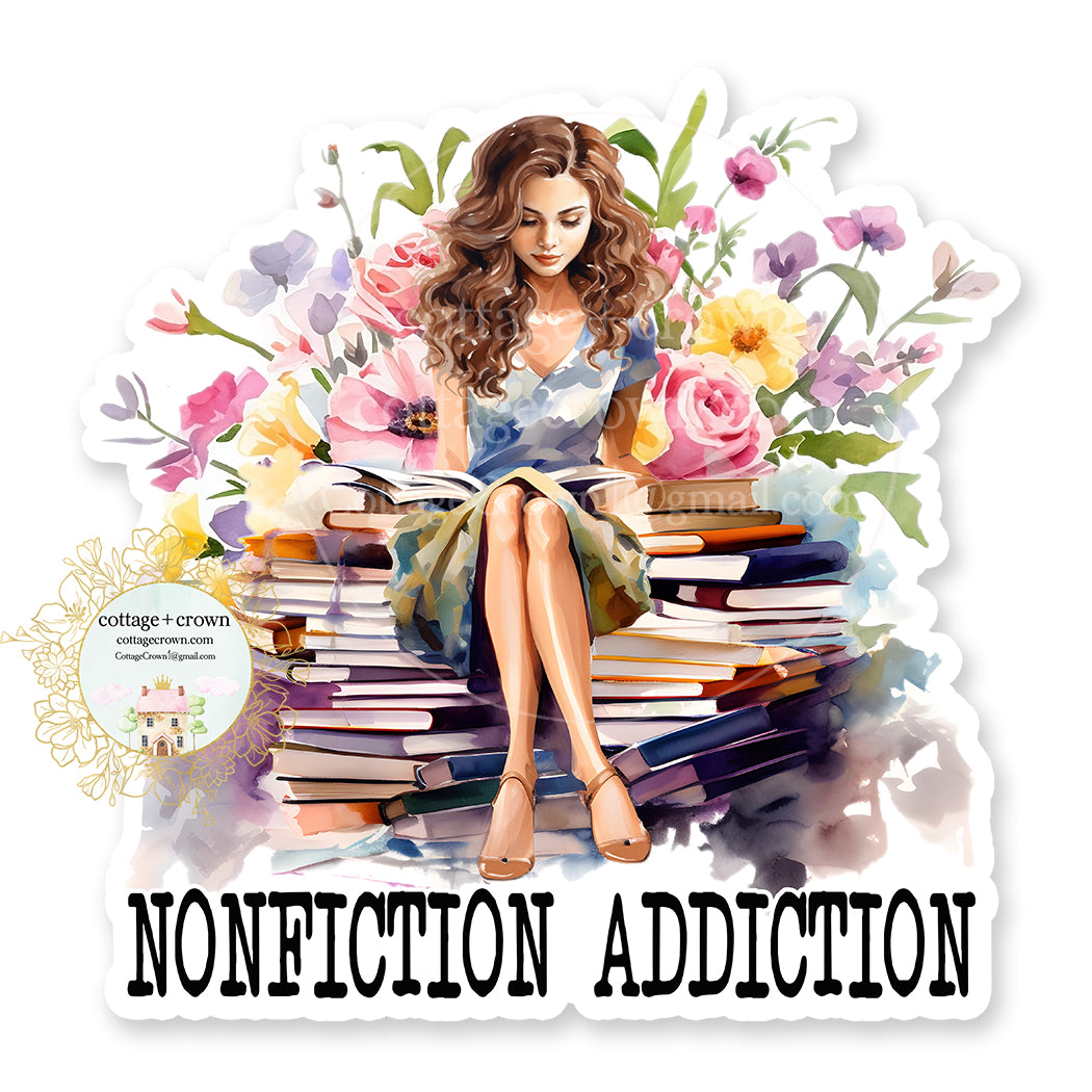 Book Nonfiction Addiction Vinyl Decal Sticker