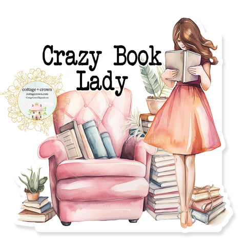 Book - Crazy Book Lady Vinyl Decal Sticker