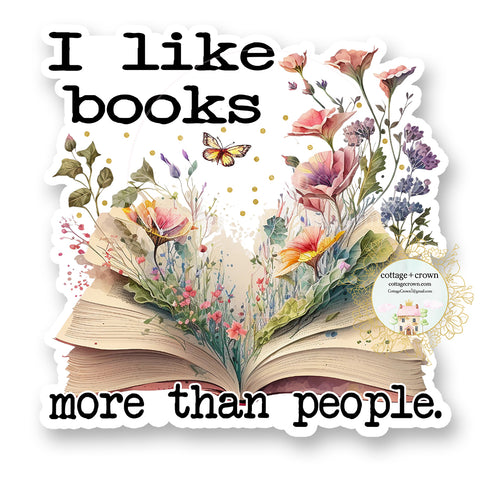 Book - I Like Books More Than People Vinyl Decal Sticker