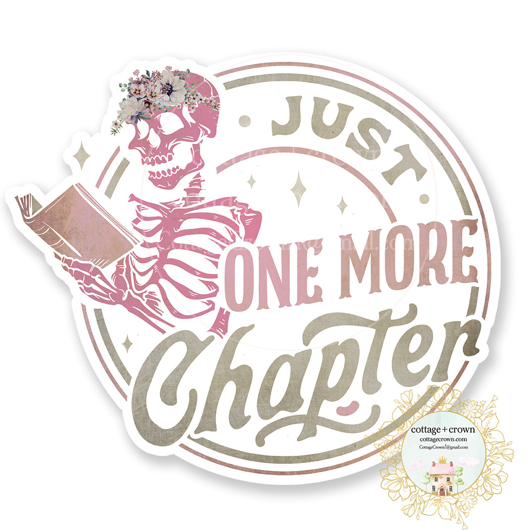 Book Just One More Chapter Skeleton Boho Vinyl Decal Sticker