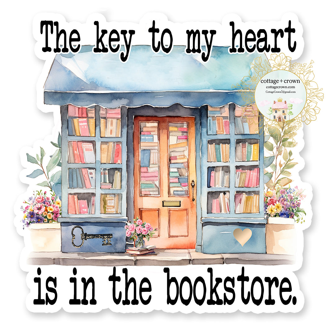 Book The Key To My Heart Is In The Bookstore Vinyl Sticker