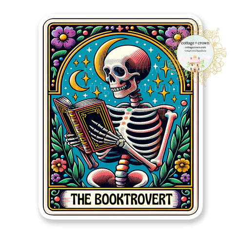 Book Tarot Card Booktrovert Skeleton Boho Vinyl Decal Sticker