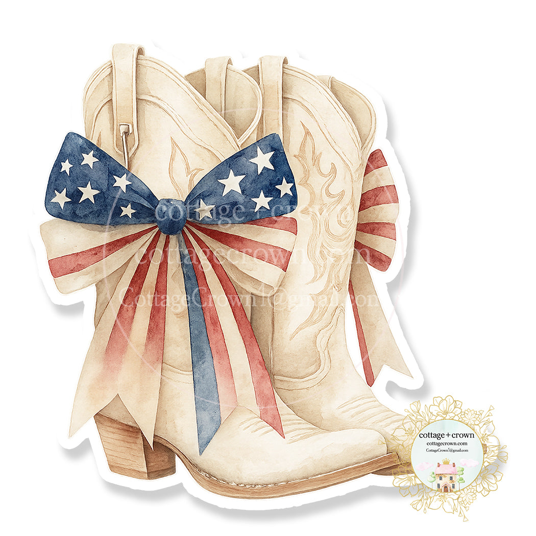 Boots Pink White Sparkly Cowgirl Vinyl Decal Sticker