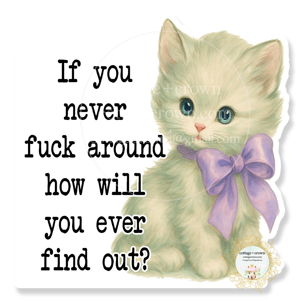 Cat Fuck Around And Find Out Waterproof Stanley Cup Sticker