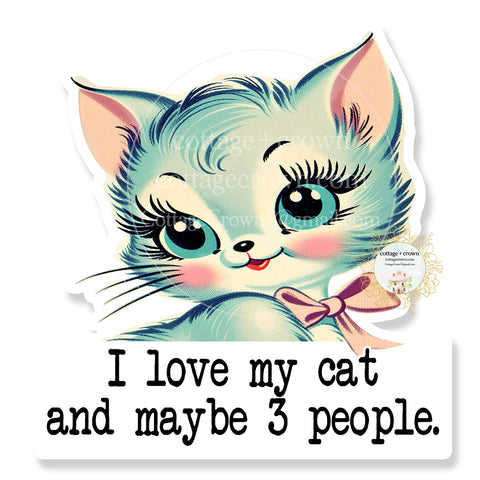 Cat I Love My And 3 People Waterproof Stanley Cup Sticker