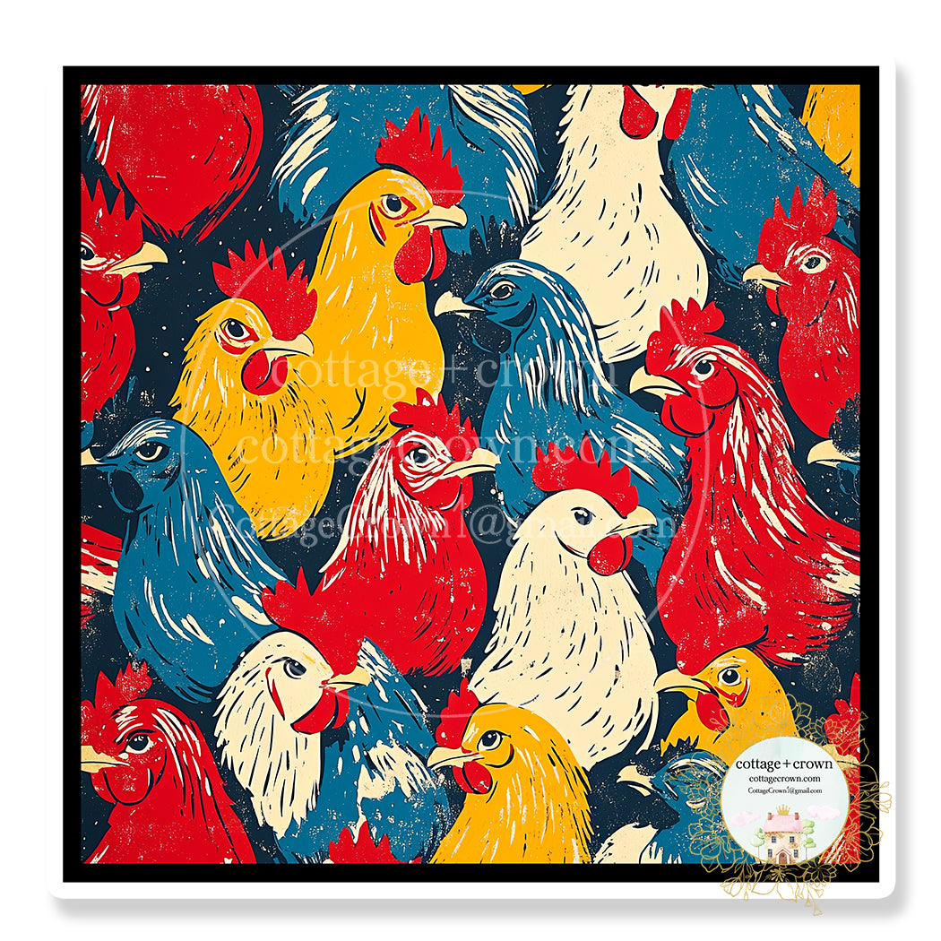 Farm Chicken Art Sticker Stanley Cup Waterproof Group 1