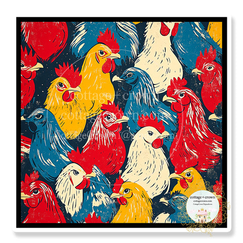 Farm Chicken Art Sticker Stanley Cup Waterproof Group 1