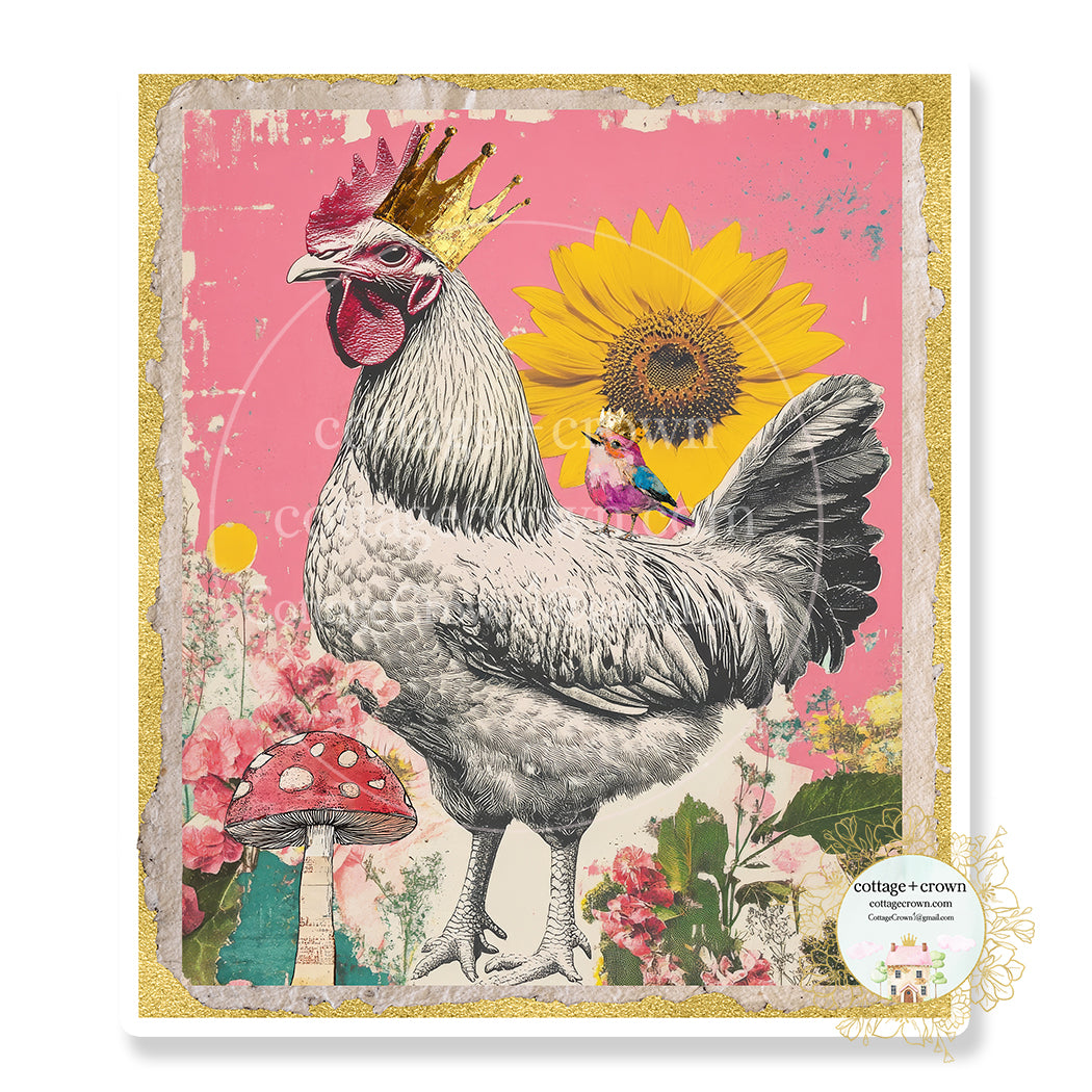 Farm Chicken Art Sticker Stanley Cup Waterproof Mixed Media