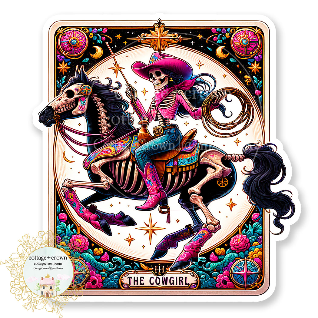 Cowgirl Horse Tarot Card Vinyl Decal Sticker