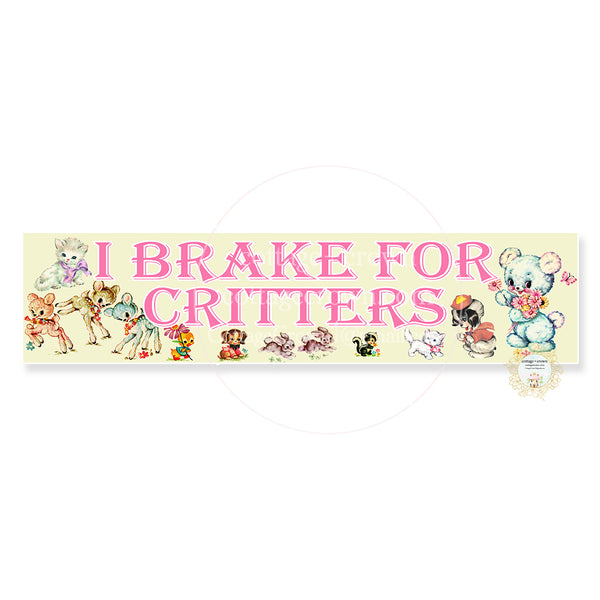 I Brake For Critters Animals Vinyl Decal Car Bumper Dog Cat Sticker