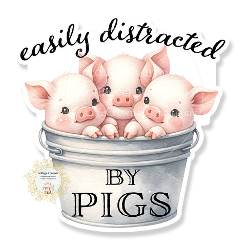 Easily Distracted By Pigs Farm Sticker Stanley Cup Waterproof