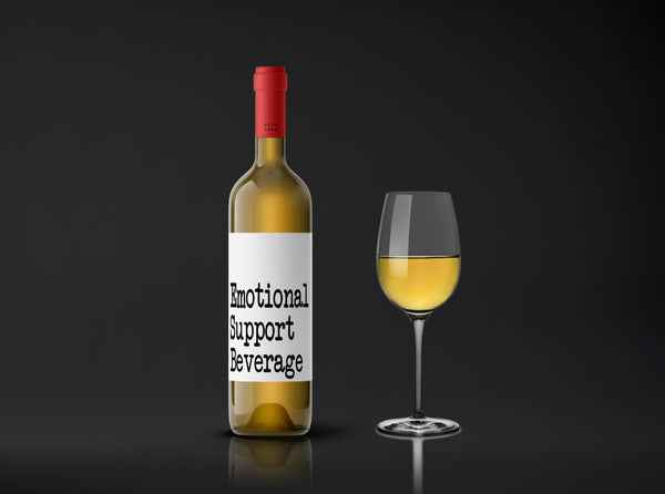 Wine Label Gift Emotional Support Beverage Vinyl Decal Sticker