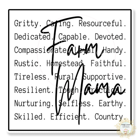 Farm Mama Mom Barn Cow Chicken BW Sticker Stanley Cup Waterproof