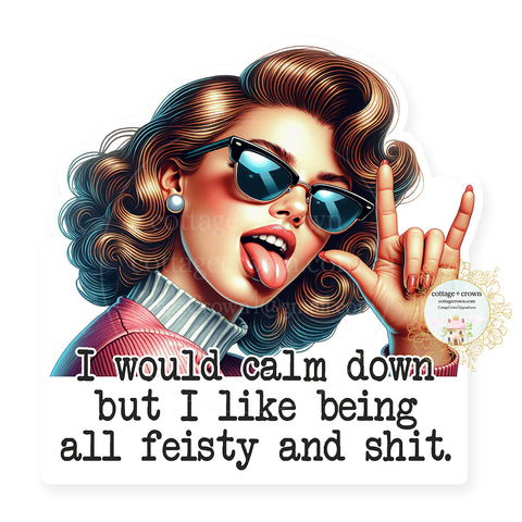 I Would Calm Down But I Like Being All Feisty And Shit Vinyl Decal Sticker