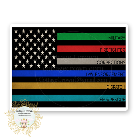 First Responder Flag Vinyl Decal Sticker Law Enforcement Firefighter Dispatch