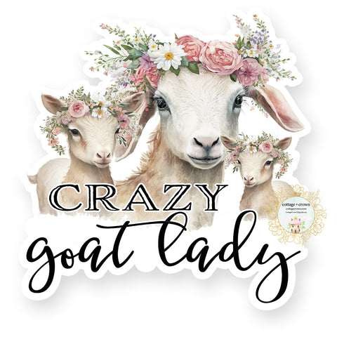 Goat Crazy Goat Lady Vinyl Decal Sticker - Farm Animal