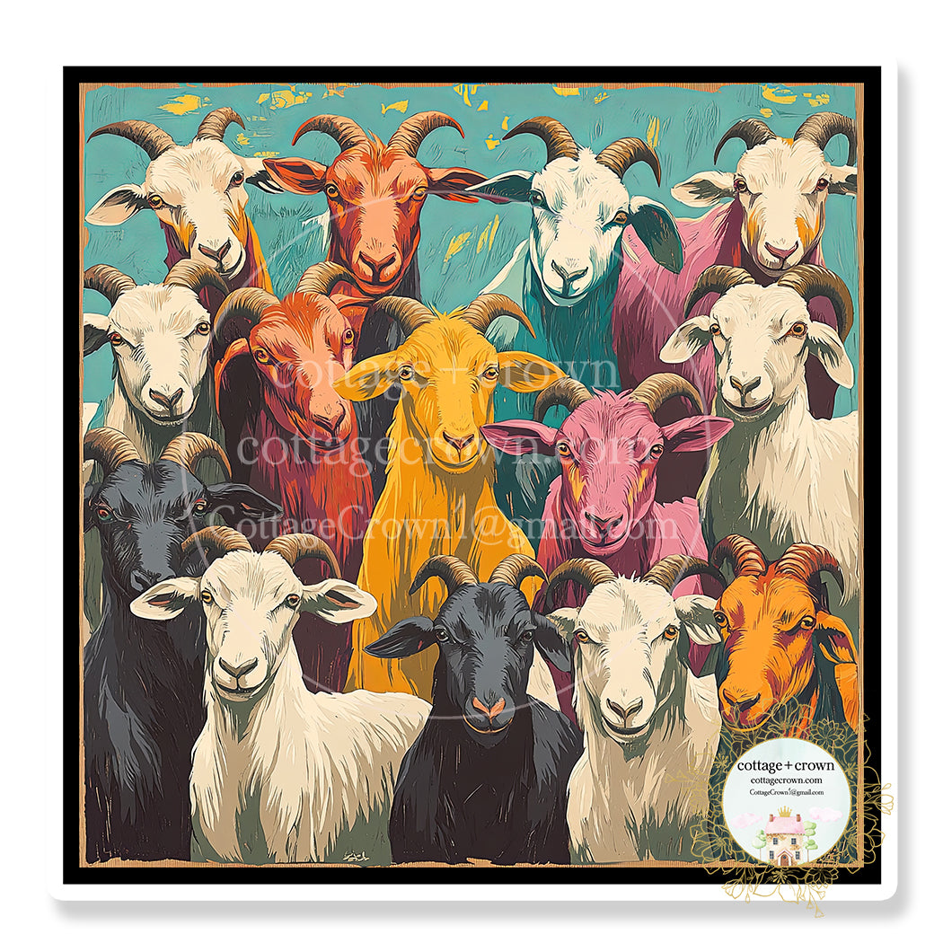 Farm Goat Art Sticker Stanley Cup Waterproof Group 1