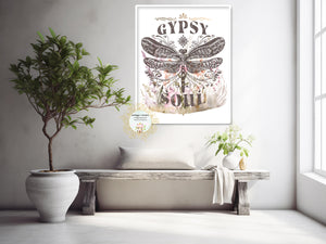 Gypsy Soul Boho Dragonfly Printable Wall Art Print