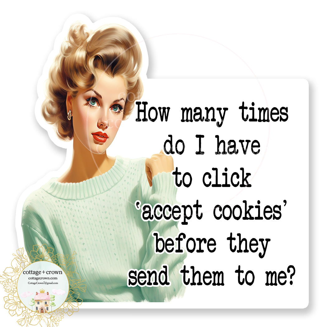 Accept Cookies Laptop Humor Vinyl Decal Sticker