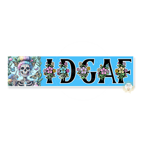 IDGAF Skeleton Middle Finger I Don't Give A Fuck Vinyl Car Laptop Sticker