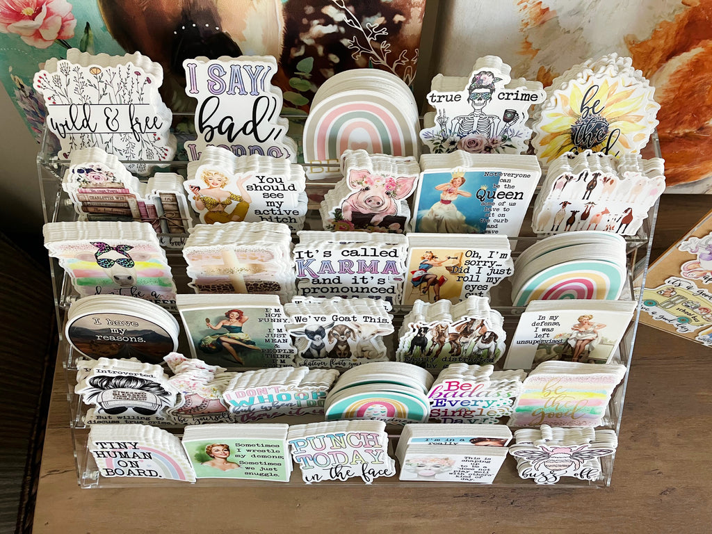 Sticker Display Roll 6 Tier Vinyl Sticker Acrylic Display Stand 12.4