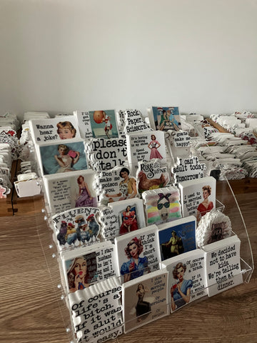 6 Tier Vinyl Sticker Acrylic Display Stand 8.5" T 10.5" D 12.4" W