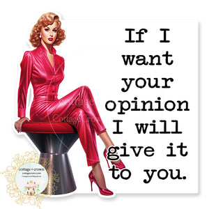 If I Want Your Opinion I Will Give It To You Vinyl Decal Sticker