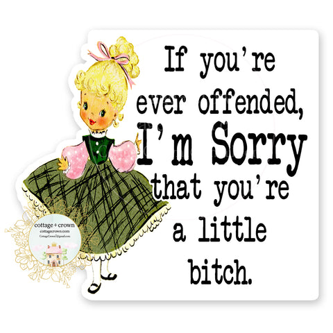 If You're Ever Offended I'm Sorry That You Are A Little Bitch Vinyl Decal Sticker Vintage - Funny